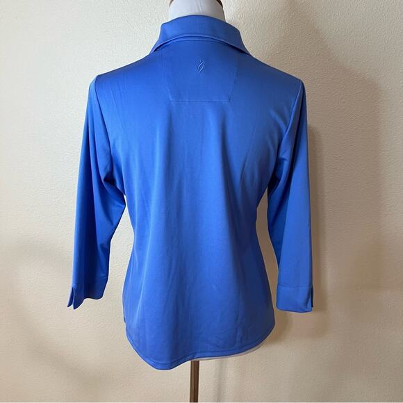 Lopez Desert Dry blue collared long sleeve golf polo shirt M - Picture 4 of 7